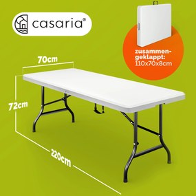 Mesa dobrável de jardim em plástico 220 x 70 x 72 cm Branco