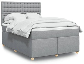 vidaXL Cama com molas/colchão 140x190 cm tecido cinzento-claro