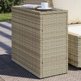 vidaXL Mesa de apoio jardim c/ tampo vidro 58x27,5x55 cm vime PE