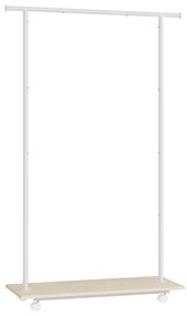 Cabideiro com rodas SONGMICS HSR151W01 com prateleira, 98,5 cm de largura, carga total de 50 kg, cabideiro de aço para quarto, bege natural, branco-nuvem