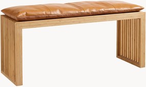 Banco em bambu com almofada em couro Rib