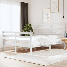 Estrutura de cama pequena casal 120x190 cm pinho maciço branco