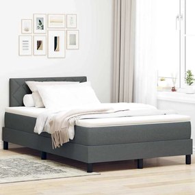 vidaXL Cama Box com colchão Cinza Escuro 120 x 200 cm tecido