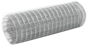 vidaXL Cerca de arame p/ galinheiro 25x0,5 m aço galvanizado prateado