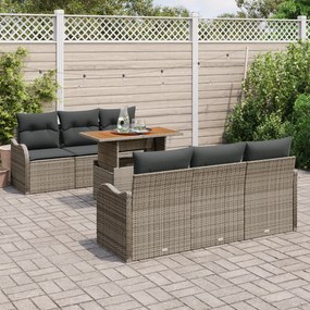 Conjunto de Sofá de Jardim de 7 Peças com Almofadas de Rattan Poliéste