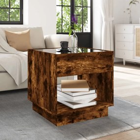 Mesa de centro luzes LED Infinity 50x50x50 cm carvalho fumado