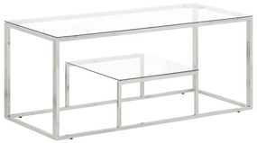 vidaXL Mesa de centro aço inoxidável e vidro temperado prateado