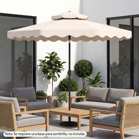 Guarda-sol de 300 cm com inclinação bidirecional de 30° (BASE NÃO INCLUIDA), teto ventilado, 2 camadas, 8 varas metálicas e folhos, para pátio e pisci