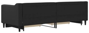 Sofá-cama com gavetão e gavetas 80x200 cm tecido preto