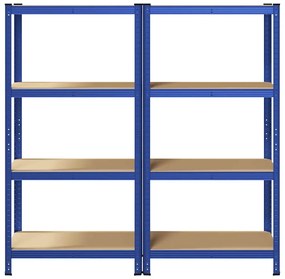 Prateleiras de armazenamento de 4 camadas 2 pcs aço azul