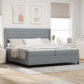 Cama Box Spring vidaXL com Colchão Cinza Claro 200x200 cm Tecido