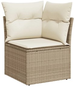 6 pcs conjunto de sofás p/ jardim com almofadões vime PE bege