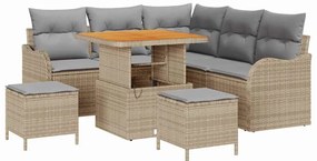 Conjunto de Sofá de Jardim de 8 Peças com Almofadas em Rattan Poliéste