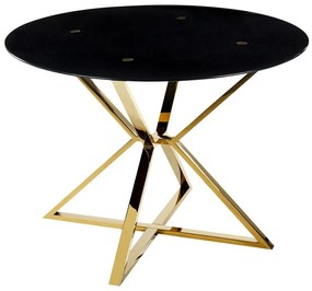 Mesa de jantar em inox e vidro temperado preto e dourado ⌀ 105 cm BOSCO Beliani