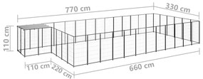 Canil 22,99 m² aço preto