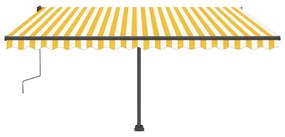 Toldo retrátil manual com LED 450x300 cm amarelo e branco