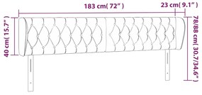 Cabeceira de cama c/ abas veludo 183x23x78/88 cm cinzento-claro