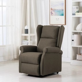 vidaXL Poltrona elevatória tecido cinzento-acastanhado