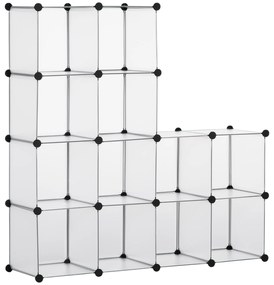 Armário Modular de Plástico Organizador de Sapatos com 16 Cubos de 30x30x30cm para Entrada Corredor 125x32x125 cm Transparente