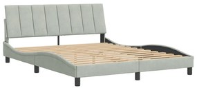 Estrutura de cama sem colchão 160x200 cm veludo cinzento-claro