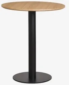 Mesa De Bar Redonda Em Mdf Xiren Ø70 Cm & Castanho Madeira Natural - Preto - Sklum
