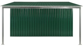 Abrigo de jardim com portas de correr 386x312x178 cm aço verde