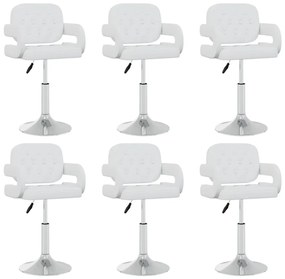 vidaXL Cadeiras de jantar giratórias 6 pcs couro artificial branco