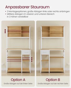 Armário de cozinha 40 x 80 x 180,4 cm com 4 tomadas carvalho dourado e branco