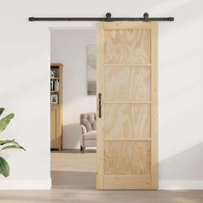 Porta Deslizante vidaXL com Conjunto de Ferragens 78x211 cm Madeira Só