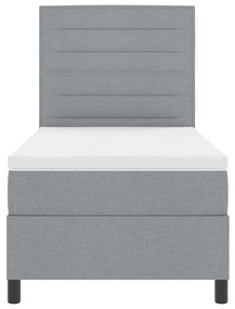 Cama Box Spring com Colchão Cinza Claro 90x200 cm Tecido
