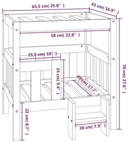 Cama para cães 65,5x43x70 cm madeira de pinho maciça preto