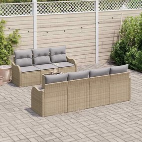 Conjunto de Sofás de Jardim 8 Peças com Almofadas Beiges em Rattan Sin
