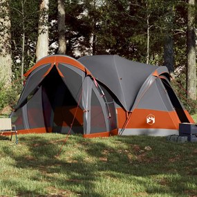 vidaXL Tenda familiar tipi para 8 pessoas impermeável cinza/laranja