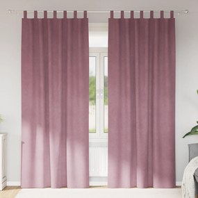 Cortinas Blackout vidaXL com Laços de Pendurar 2 pcs Veludo Rosa Escuro
