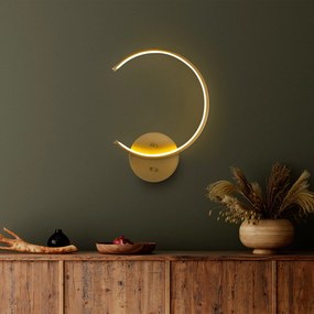 Candeeiro de Parede Moon - Dourado - 33 cm largura, 46 cm altura, 6 cm