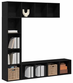 Estantes 3 pcs Carvalho Preto 36x30x143 cm Madeira engenheirada