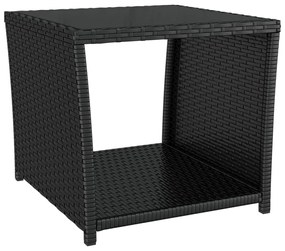 2 pcs conjunto lounge para jardim vime PE e aço preto