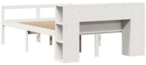 Cama com estante sem colchão 150x200 cm pinho maciço branco