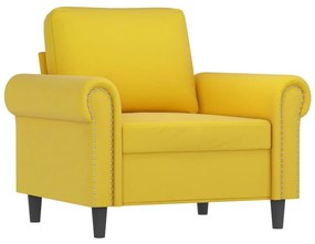 3 pcs conjunto de sofás com almofadas veludo amarelo