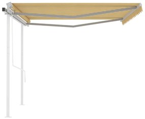 Toldo retrátil automático com postes 4,5x3 m amarelo e branco