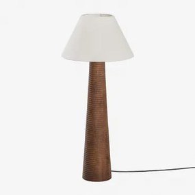 Candeeiro De Pé Em Madeira De Manga Malva Branco Ø40 Cm - ↑20 Cm Menorca - Sklum
