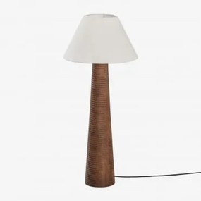 Luminária De Chão Em Madeira De Manga Malva ↑70 Cm & Branco Ø40 Cm Menorca - Sklum