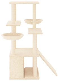 Árvore para gatos c/ postes arranhadores sisal 133 cm cor creme
