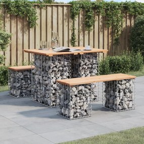 vidaXL Banco de jardim c/ design gabião 100x70x72 cm pinho maciço