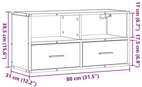 Móvel p/ TV 80x31x39,5 cm deriv. madeira/metal cinzento sonoma