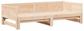 Cama de Dia Extensível 90x200 cm de Madeira Maciça de Pinho