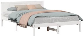 Cama de Madeira Branca Branca Madeira 160 x 200 cm Durável