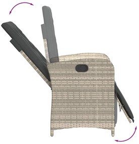 7 pcs conj. jantar p/ jardim c/ almofadões vime PE cinza-claro