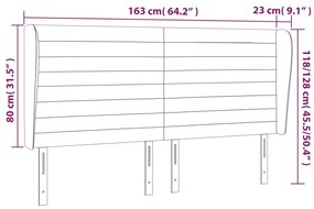 Cabeceira de cama c/ abas veludo 163x23x118/128 cm preto