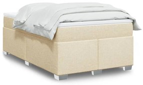 vidaXL Cama com molas/colchão 120x200 cm tecido cor creme